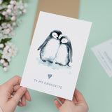 Valentine's Day Card for Her Valentine's Day Card for Wife Valentine's Day Card For Husband Boyfriend or Girlfriend Cute Penguin Card