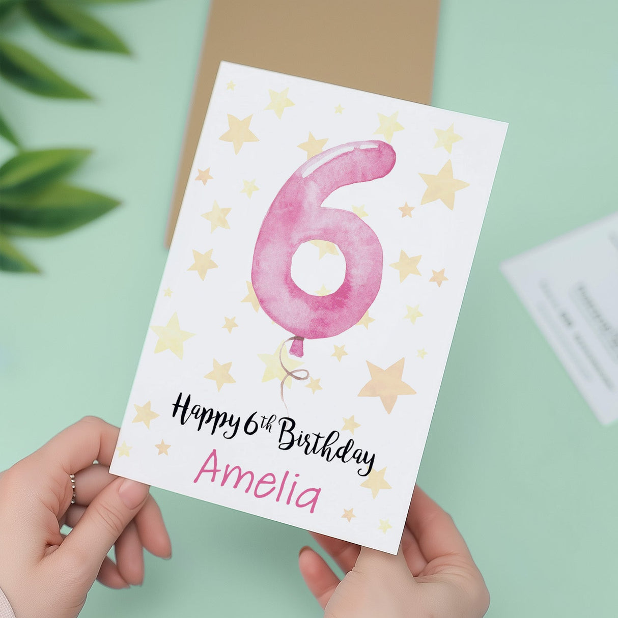 Personalised 6th Birthday Card For Girl Custom Name Card For Girl Sixth Birthday Card For Child Birthday Card for Girl Custom 6th Birthday