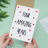 4 Year Anniversary Card For Wife or Husband Anniversary Card for 4th Anniversary Card For Boyfriend or Girlfriend Forth Wedding Anniversary