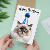 Birthday Card For Her Card For Friend Mum or Sister Birthday Card For Him Brother Dad Happy Birthday Card of Ragdoll Cat Fun Birthday Card