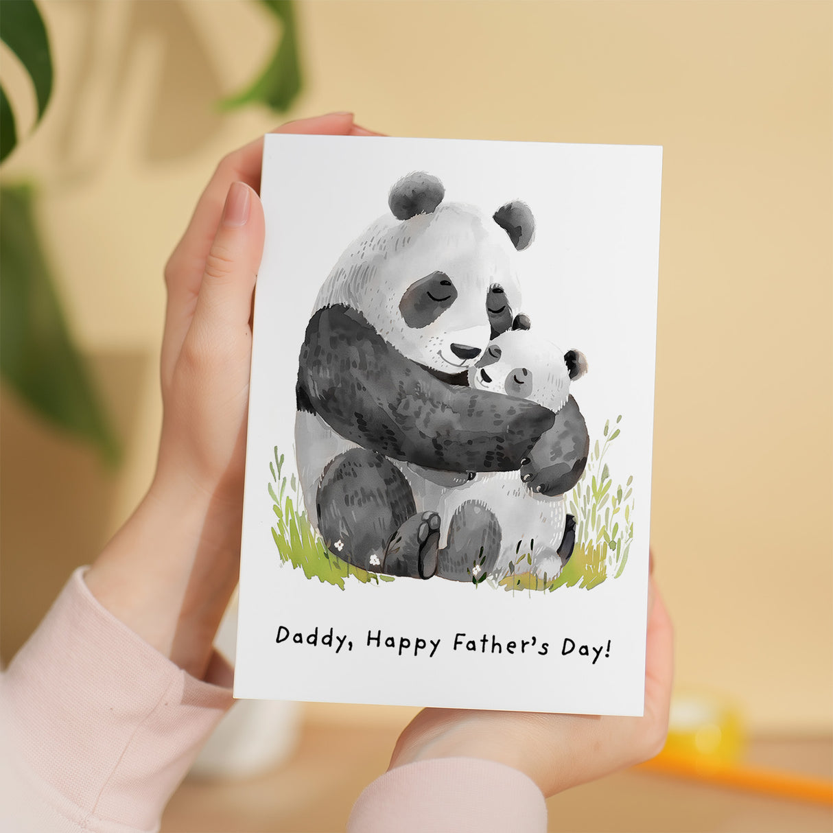 Father's Day Card For Daddy Cute Panda Bear and Cub Illustration Father's Day Card For Dad Father's Day Gift From Child