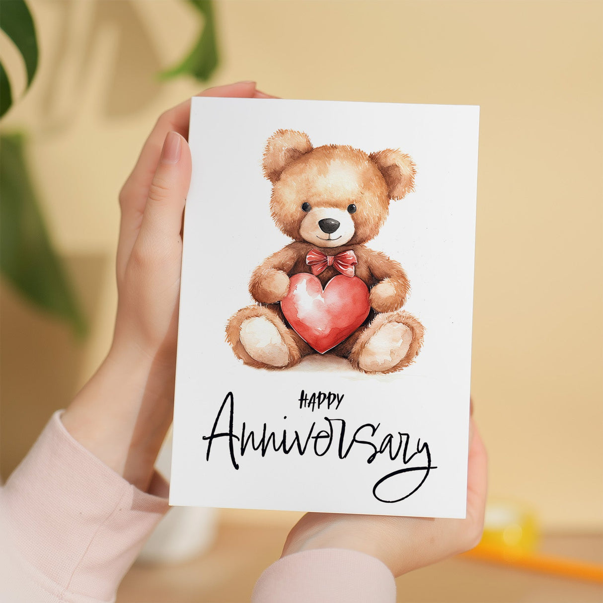 Anniversary Card for Wife Anniversary Card for Her Annversary Card For Husband Boyfriend or Girlfriend Cute Teddy Bear Card With Love Heart