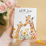 A pretty Mother's Day card featuring a cute giraffe illustration, perfect for wildlife-loving mums.