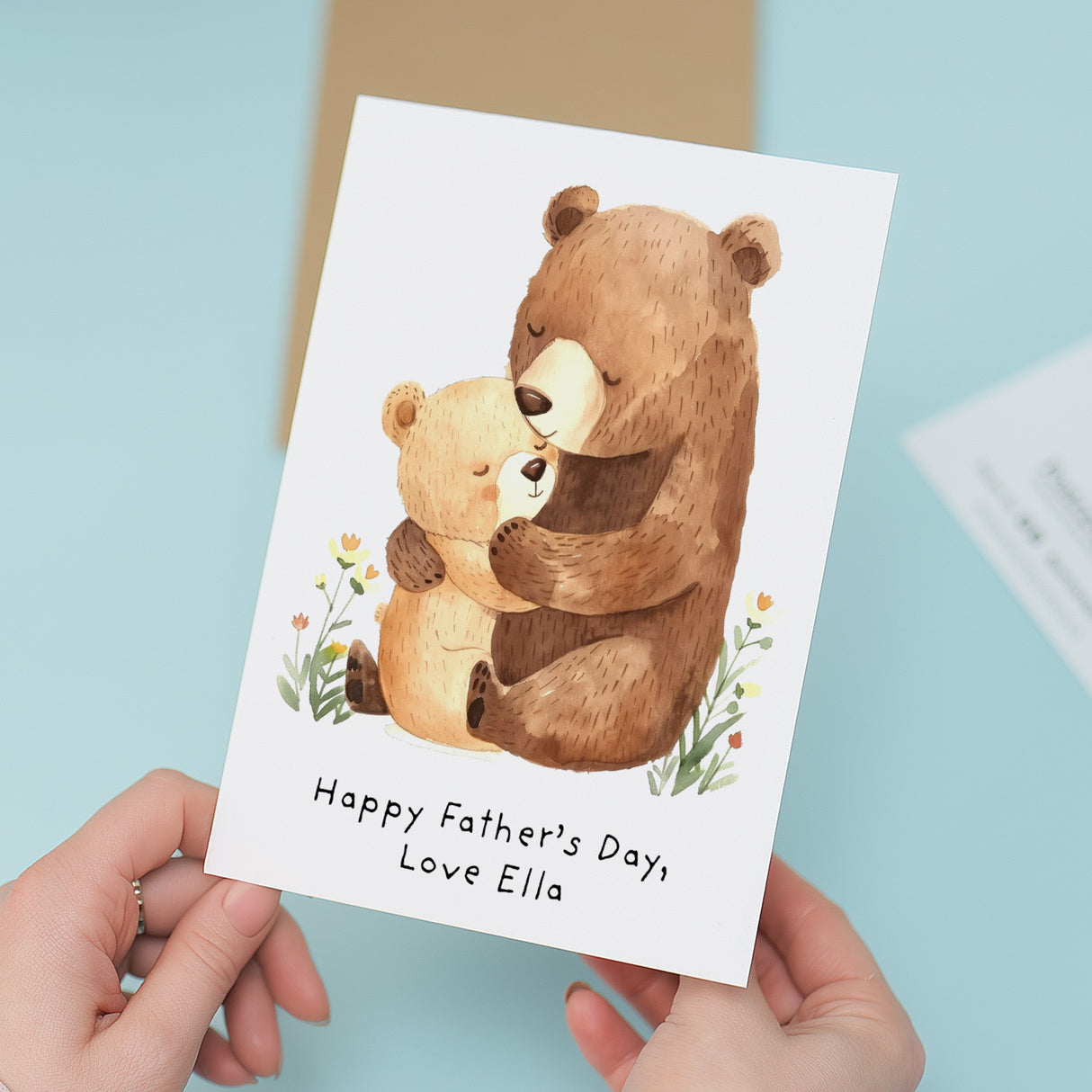 Personalised Father's Day Card For Daddy Cute Bear and Cub Illustration Father's Day Card For Dad Father's Day Gift From Child