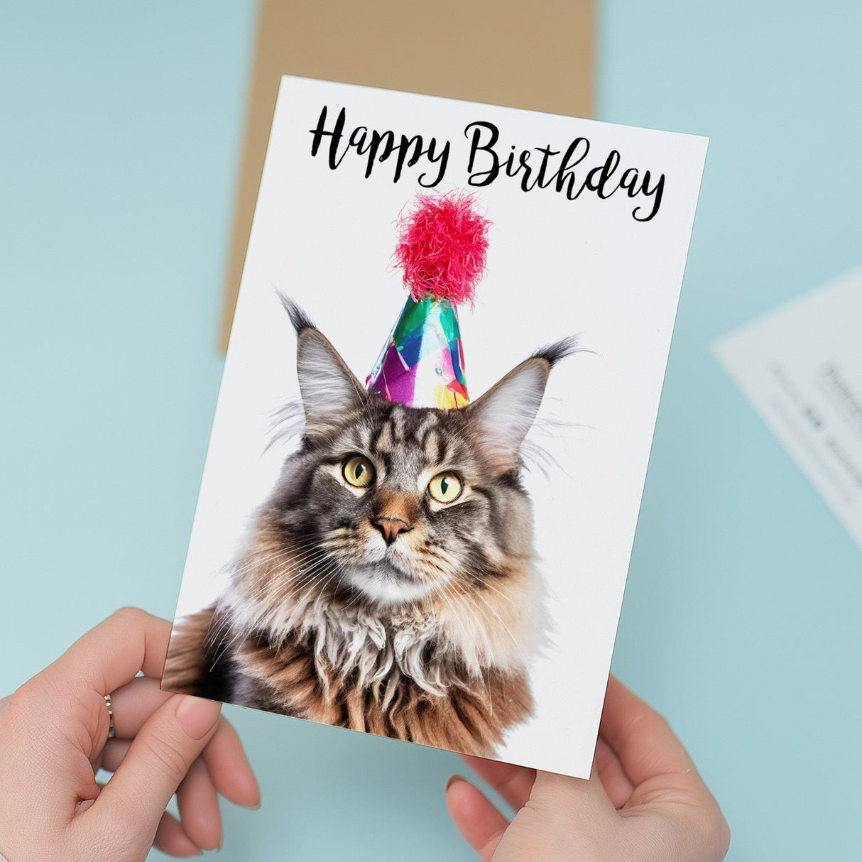 Birthday Card For Her Card For Friend Mum or Sister Birthday Card For Him Brother Dad Happy Birthday Card of Mainecoon Cat Fun Birthday Card