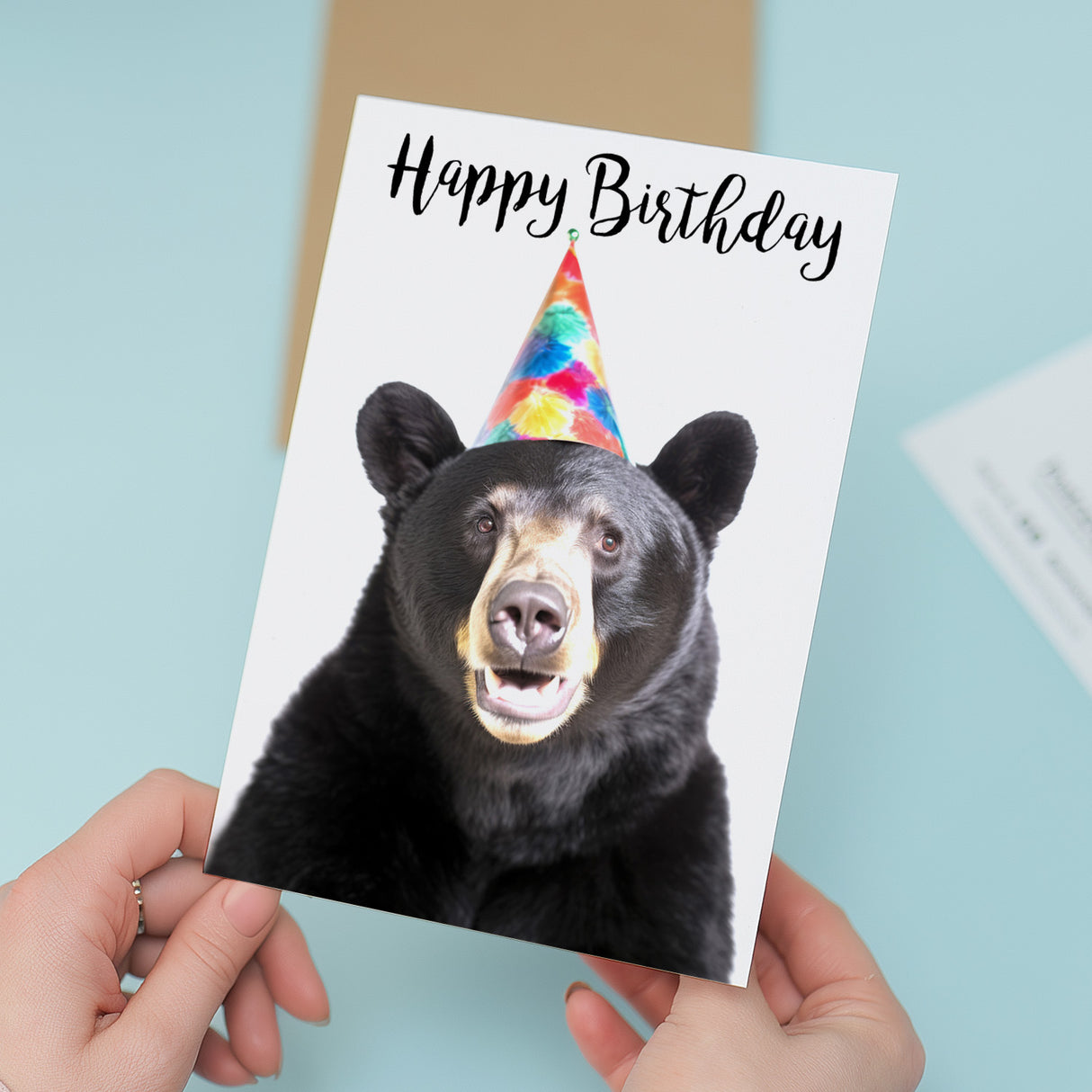 Birthday Card For Him or Her Fun Birthday Card of A Black Bear Happy Birthday Card For Mum, Dad, Sister Brother