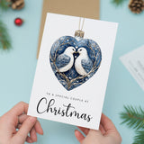 Christmas Card For Couple Turtle Dove Bauble Love Heart Illustration Romantic Christmas Card For Special Couple