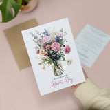 Mother's Day Card For Mum Happy Mother's Day Mothers Day card Mothering Sunday Floral Pink and Puple Flowers Mom Mommy Mum Mummy