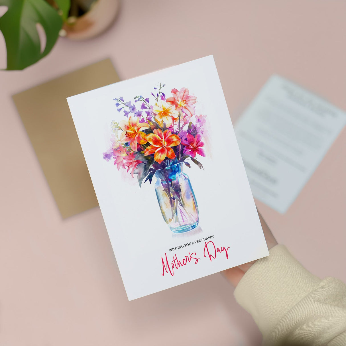 Mother's Day Card For Mum Happy Mother's Day Mothers Day card Mothering Sunday Floral Vibrant Pink and Puple Flowers Mom Mommy Mum Mummy