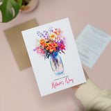 Mother's Day Card For Mum Happy Mother's Day Mothers Day card Mothering Sunday Floral Vibrant Pink and Puple Flowers Mom Mommy Mum Mummy