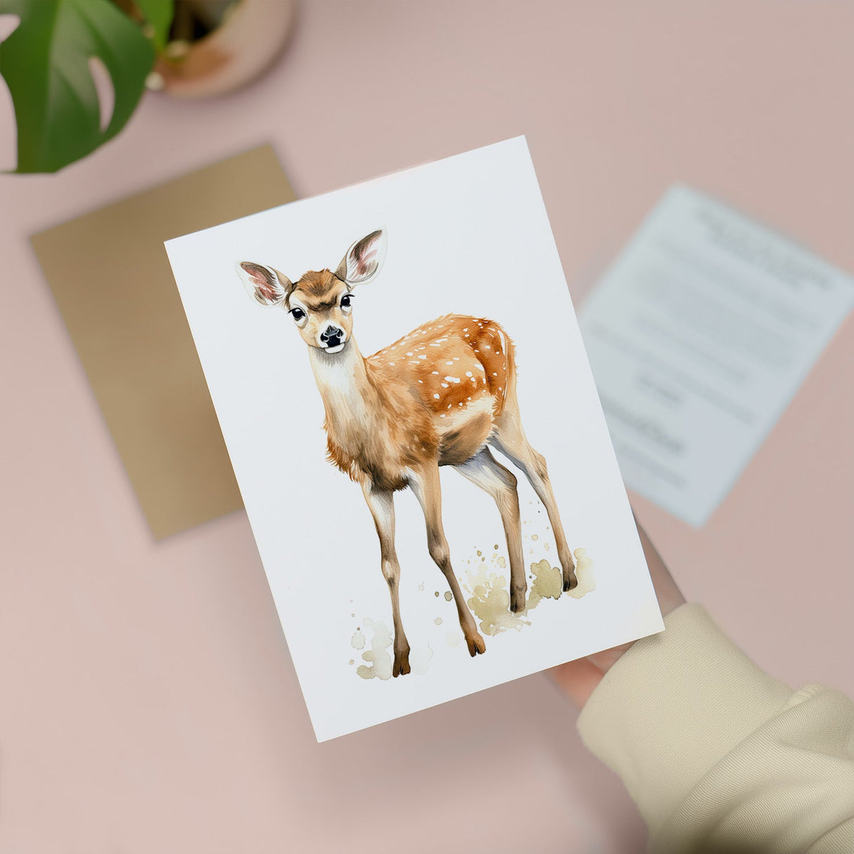 Deer Notelet Card For Anyone Any Occasion Card For Her or For Him 5x7, A6 Card For Birthday or Easter Card Thank You Card Wildlife