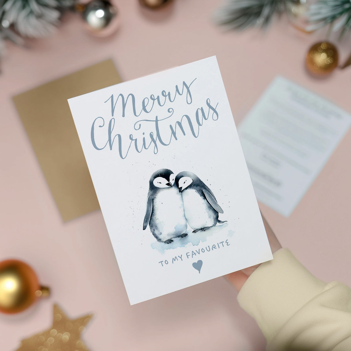 Christmas Card For Her Card For Him Xmas Card For Girlfriend or Boyfriend Christmas Card for Wife Christ Card For Husband Cute Penguins