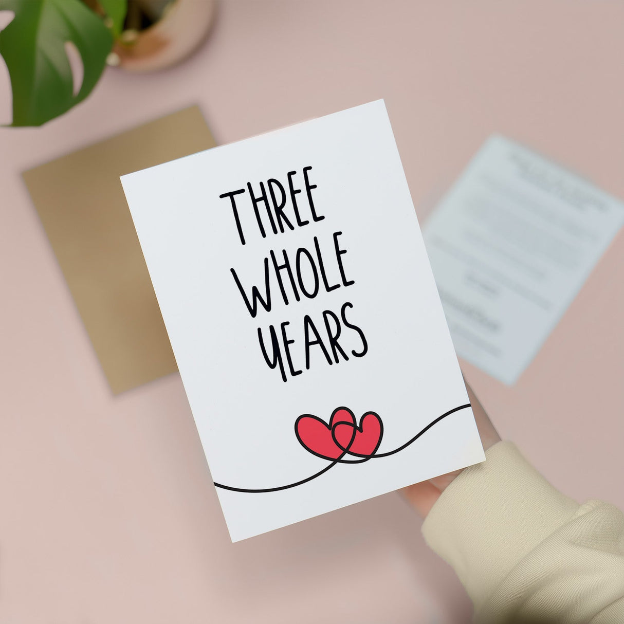 3 Year Anniversary Card For Husband or Wife Anniversary Card for 3rd Anniversary Card For Boyfriend or Girlfriend Third Wedding Anniversary