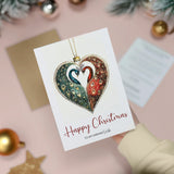 Christmas Card, Darling Wife, Unique Peacock Bauble Design, Romantic Gift