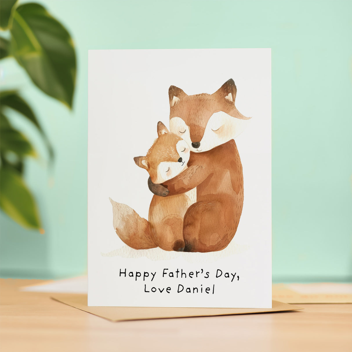 Personalised Father's Day Card For Daddy Cute Fox and Cub Illustration Father's Day Card For Dad Father's Day Gift From Child