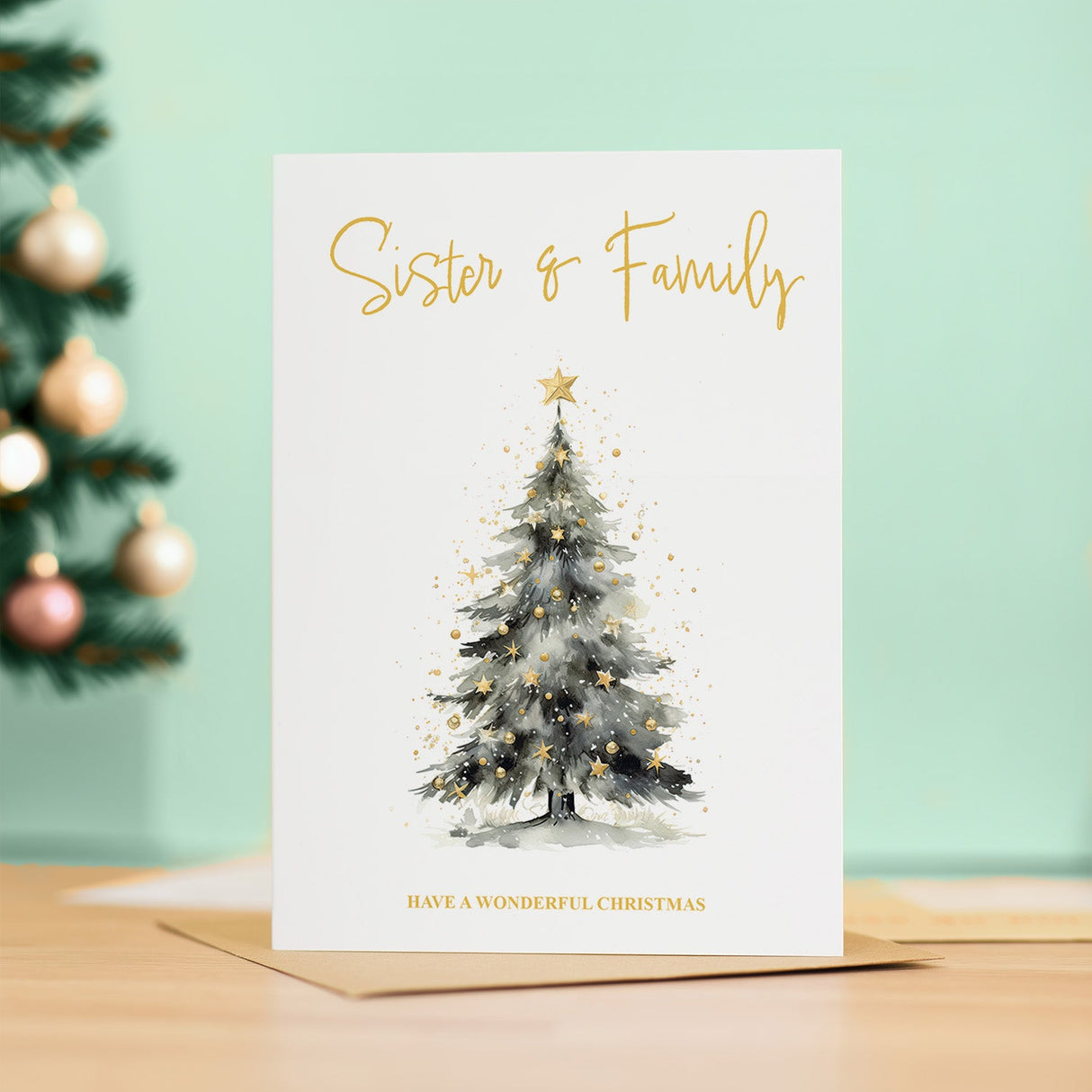 Christmas Card For Sister and Family Card For Her Xmas Card for Sister Christmas Card for Loved One Sister Family Card Christmas Tree Card