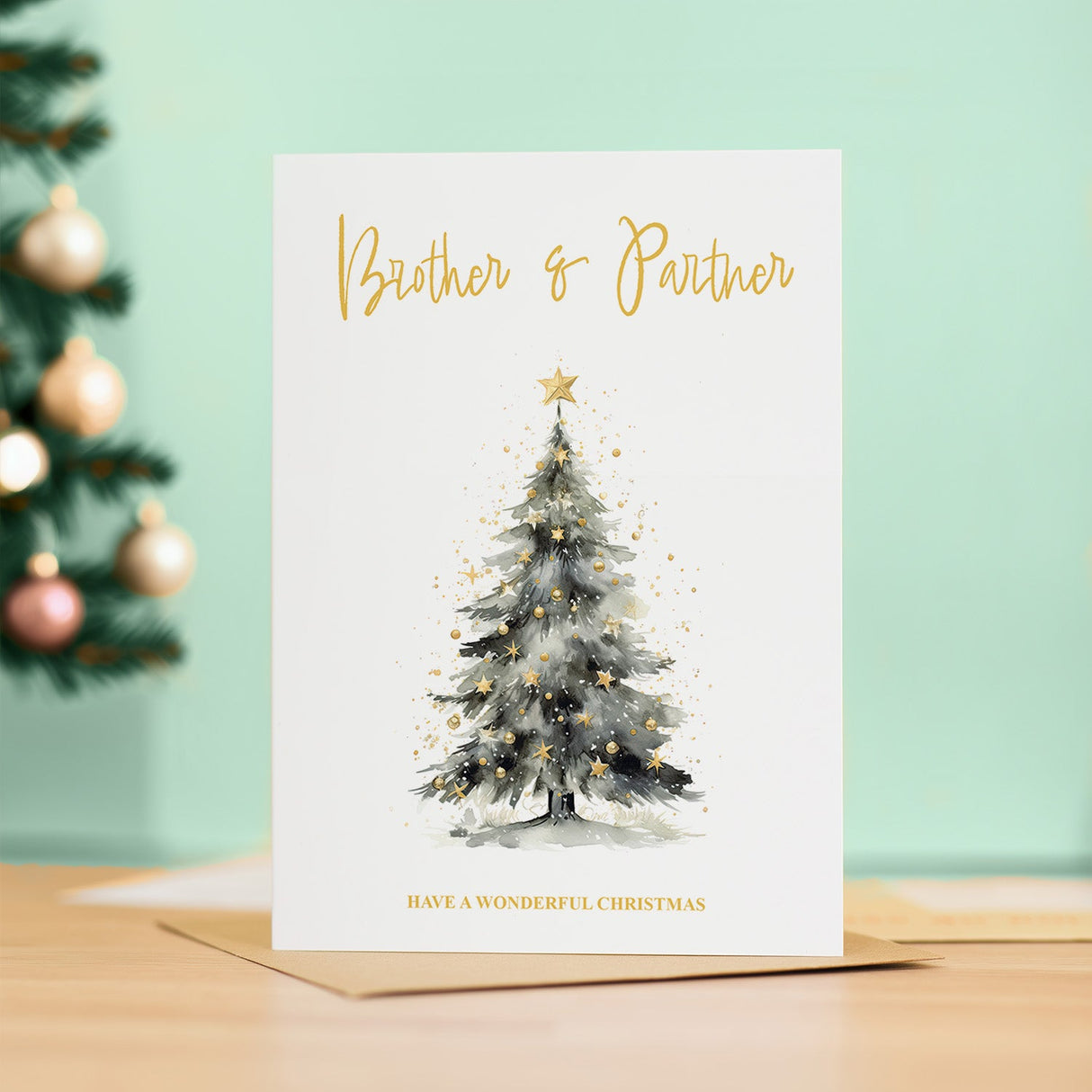 Christmas Card For Brother and Partner Card Xmas Card for Brother Christmas Card for Loved One Brother Partner Card Christmas Tree Card