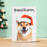 Christmas Card For Him or Her Christmas Card With A Dog Shiba Inu Dog Christmas Card For Anyone Friend Fun Christmas Card of a Dog