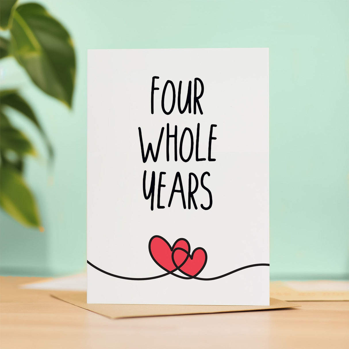 4 Year Anniversary Card For Husband or Wife Anniversary Card for 4th Anniversary Card For Boyfriend or Girlfriend Forth Wedding Anniversary