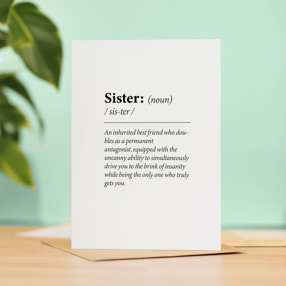 Birthday Card For Sister Fun Dictionary Quote Card For Sister Custom Message Card For Sister Funny Birthday Card For Sister