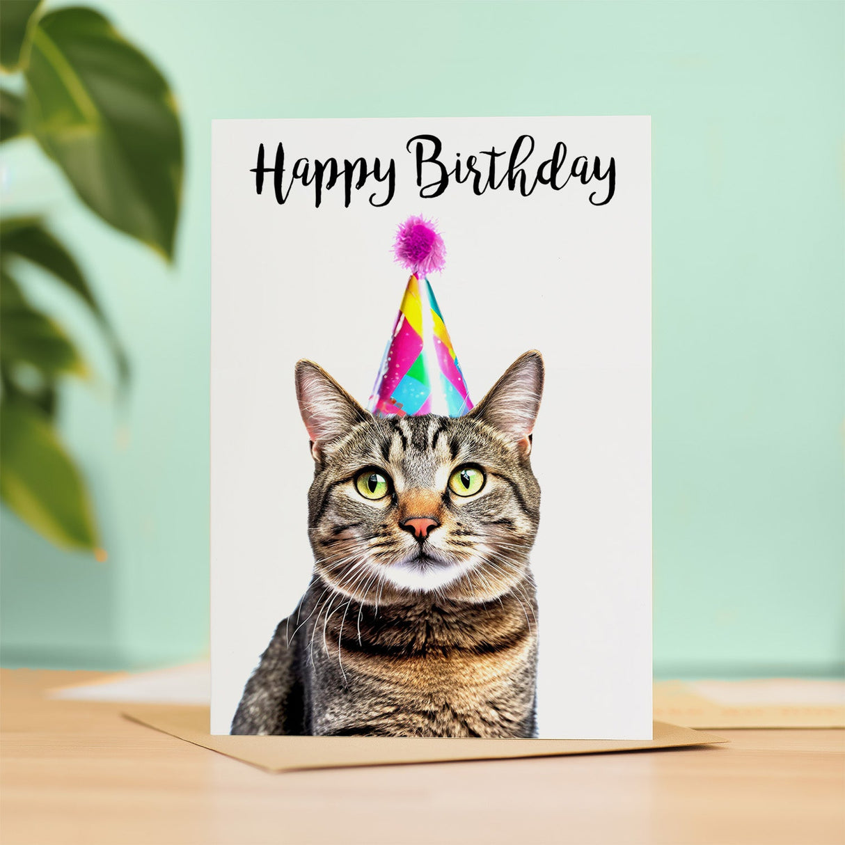 Birthday Card For Her Card For Friend Mum or Sister Birthday Card For Him Brother Dad Happy Birthday Card of Tabby Cat Fun Birthday Card