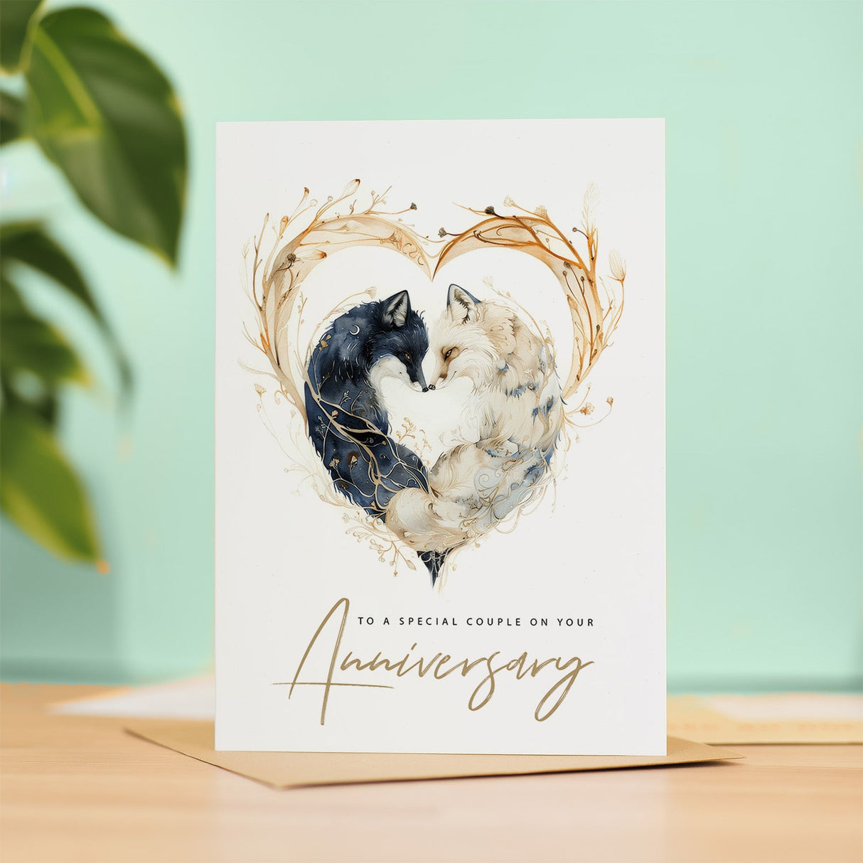 Anniversary Card For Couple Wedding Anniversary Card For Son and Daughter-In-Law Anniversary Card For Daughter and Son-In-Law Fox Love Heart