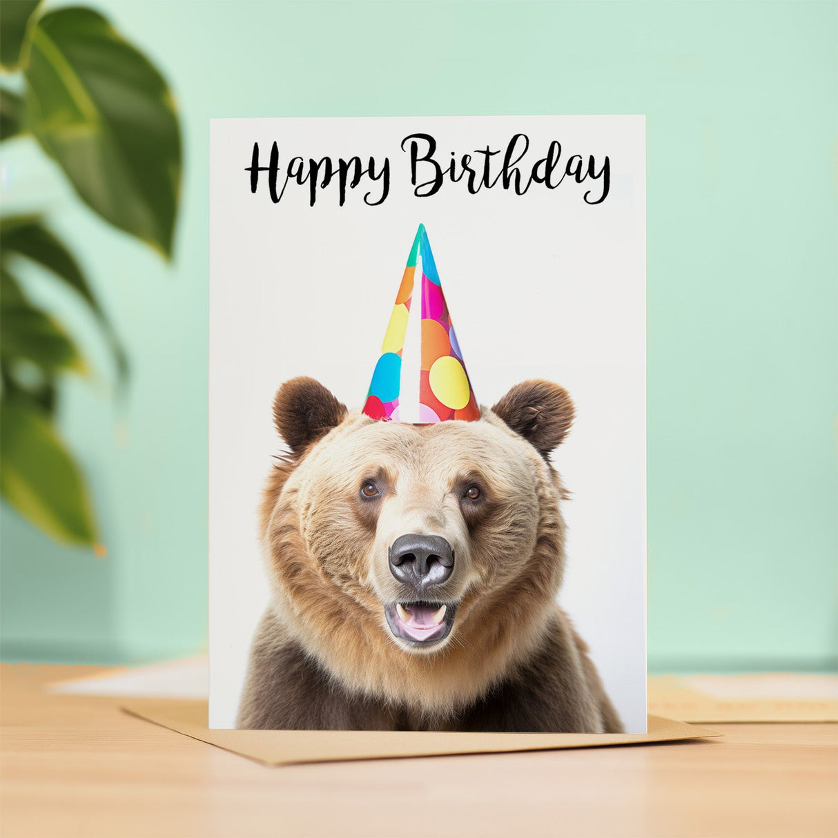 Birthday Card For Him or Her Fun Birthday Card of A Brown Bear Happy Birthday Card For Mum, Dad, Sister Brother