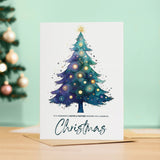 Sister & Partner Christmas Card, Watercolour Christmas Tree Design, For Her, Christmas Card