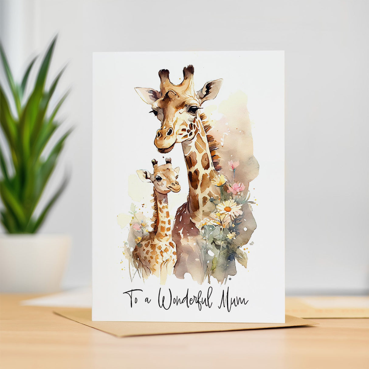 Birthday Card For Mum Card for Mothers Day Birthday Card For Her Birthday Gift For Mum Happy Birthday Card For Mum with Giraffe Illustration