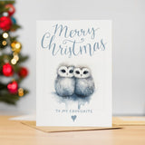 Christmas Card For Her Card For Him Xmas Card For Girlfriend or Boyfriend Christmas Card for Wife Christ Card For Husband Cute Owls