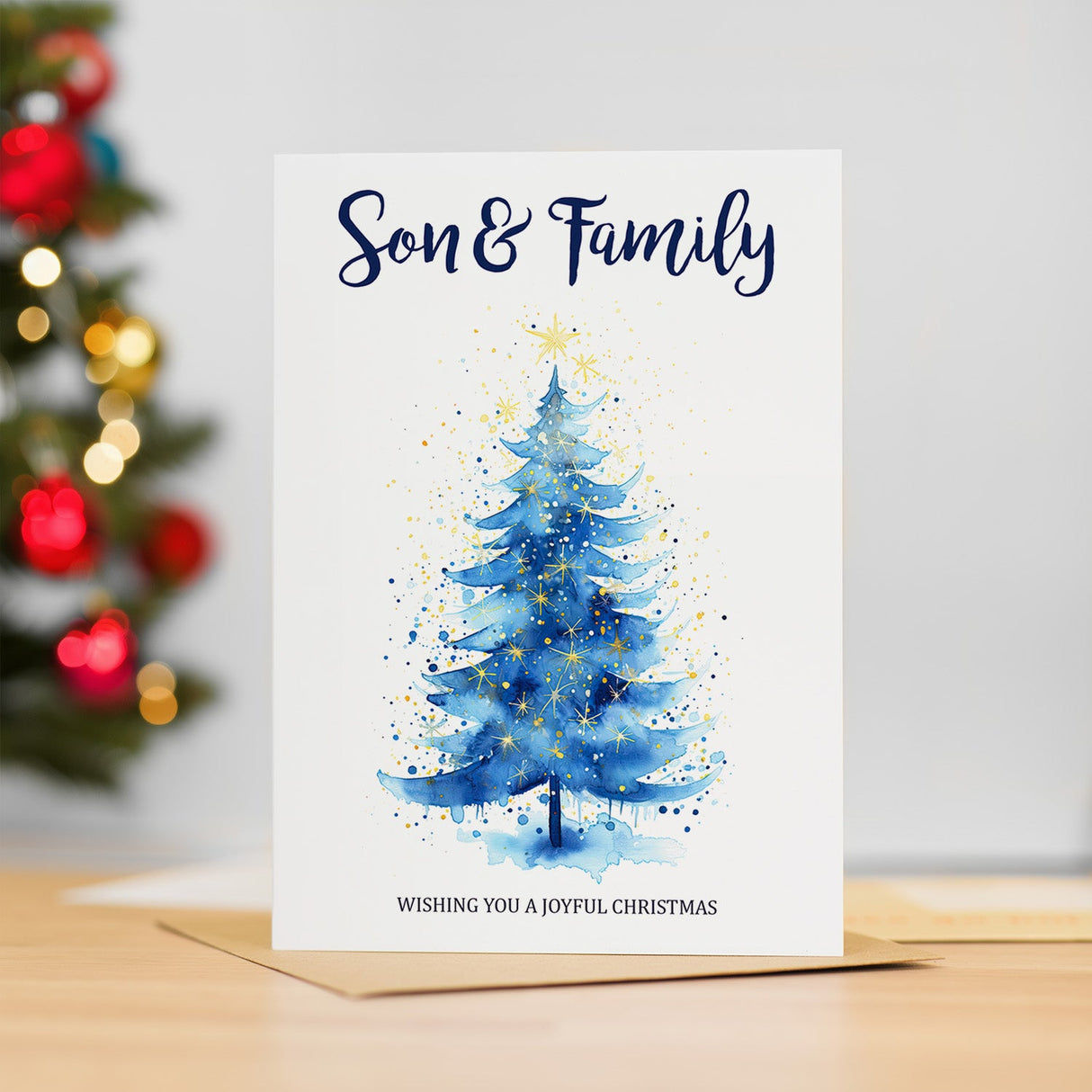 Christmas Card For Son and Family Card For Him Xmas Card for Son Christmas Card for Loved One Family Card Christmas Tree Card