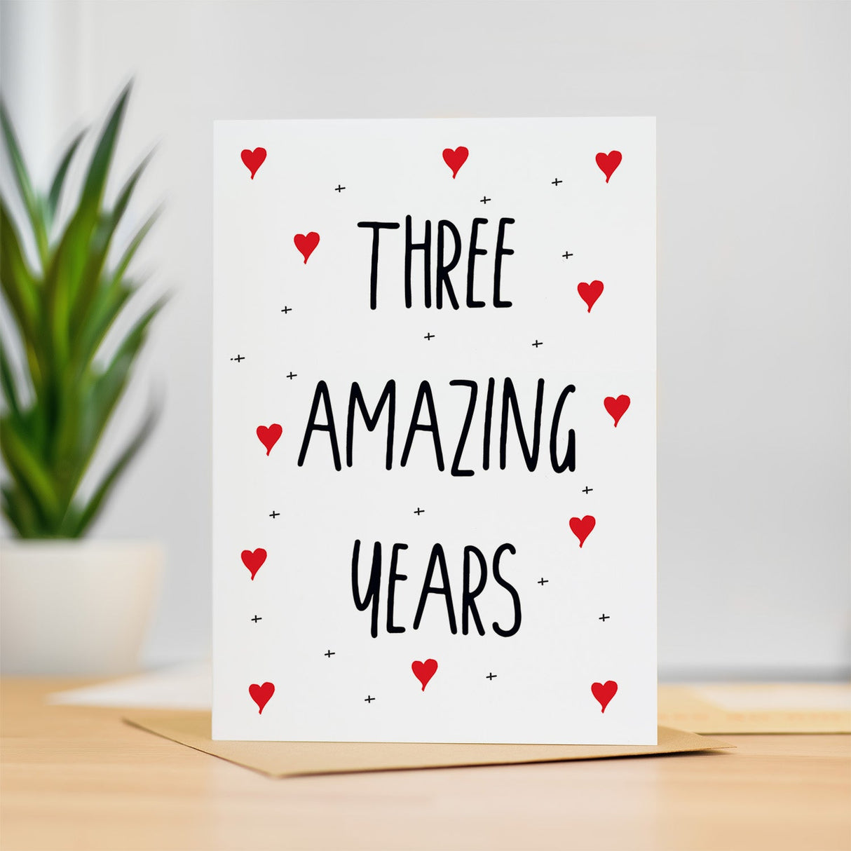 3 Year Anniversary Card For Wife or Husband Anniversary Card for 3rd Anniversary Card For Boyfriend or Girlfriend Third Wedding Anniversary