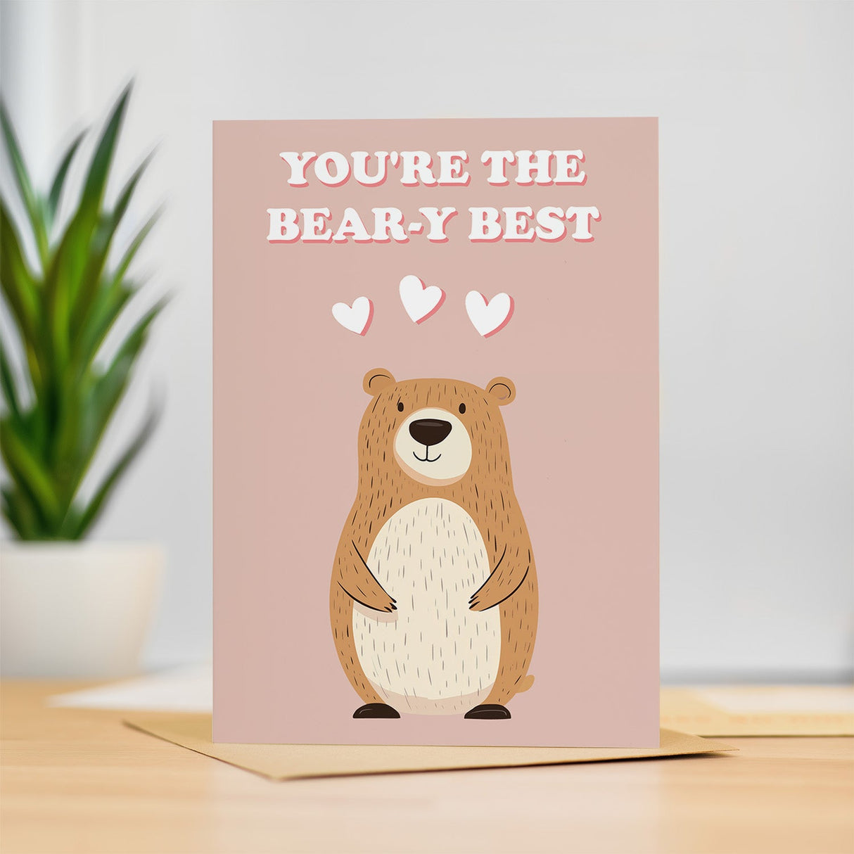 Cute Anniversary Card You're The Bear-y Best Cute Bear Anniversary Card For Him or Her