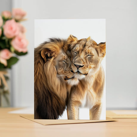 Cute Lions Anniversary Card for Husband, Wife, Boyfriend, Girlfriend