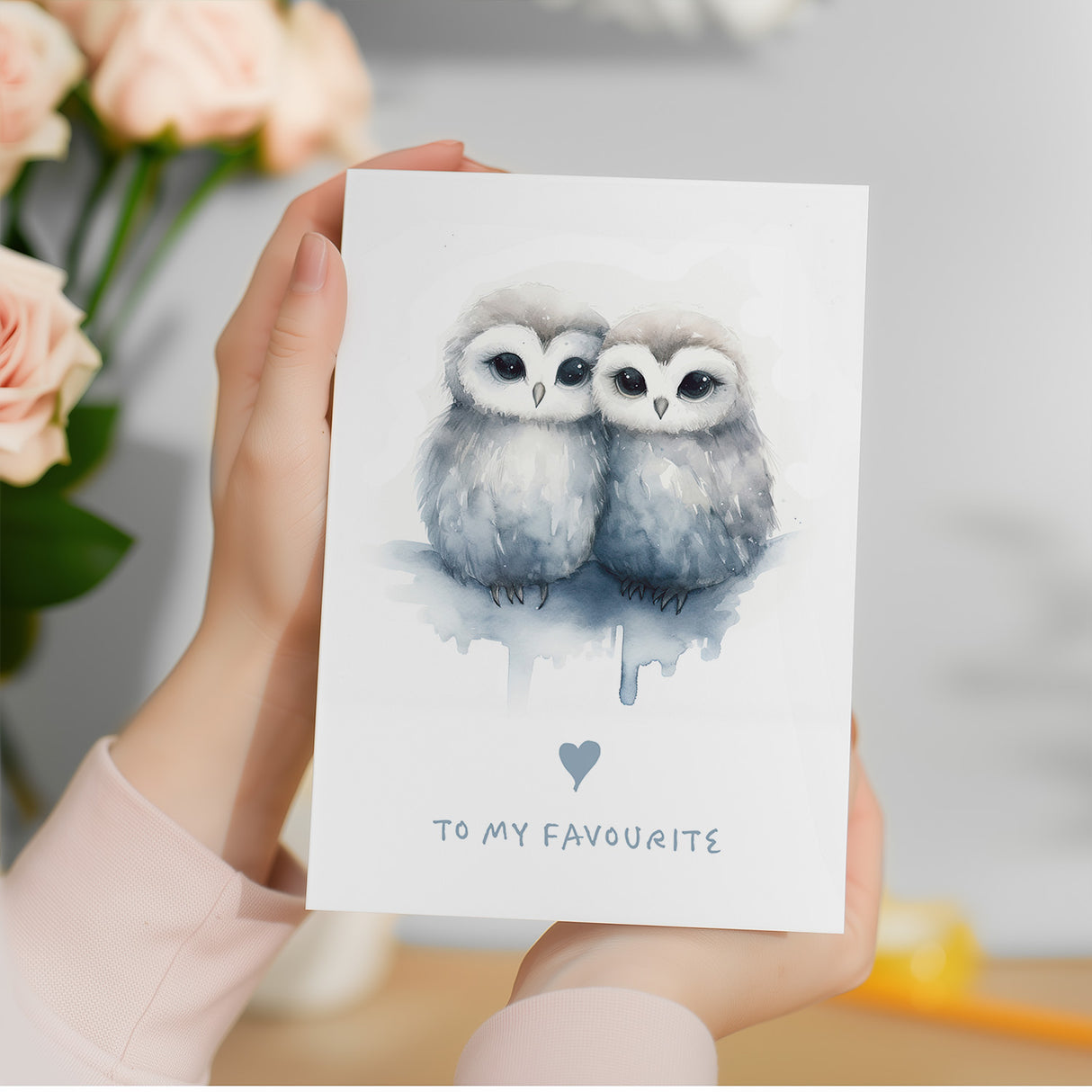 Valentine's Day Card for Her or Him Valentine's Day Card for Wife Valentine's Day Card For Husband Boyfriend or Girlfriend Owl Card