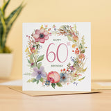 60th Birthday Card With Floral Illustration Pretty Sixty Card For Mum, Gran or Friend Sixieth Birthday Card