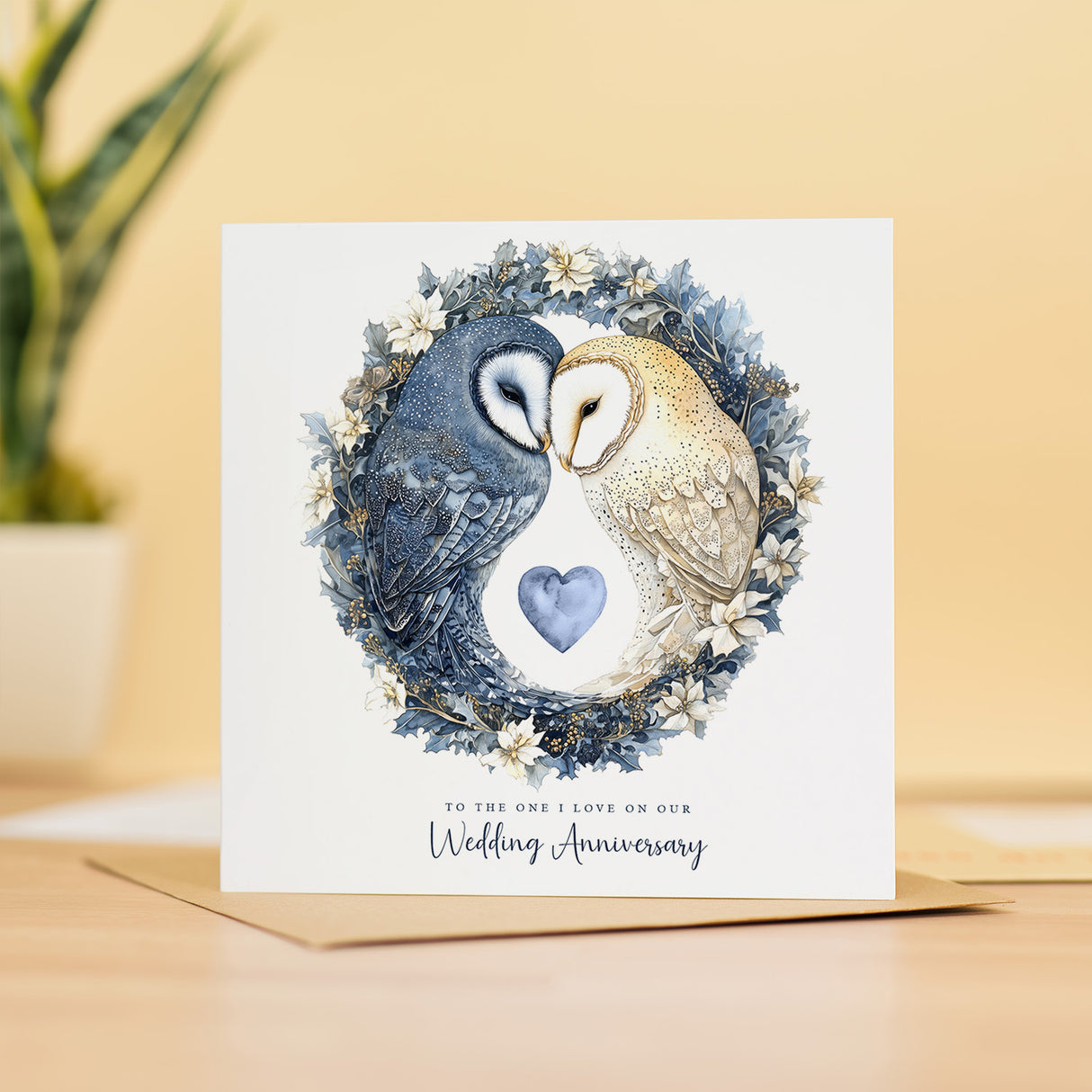 Wedding Anniversary Card Pretty Owl Design with Love Heart Card For Wedding Anniversary Card