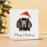 Black Cocker Spaniel Dog Fun Christmas Card Watercolour for Animal Lovers