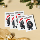 Pack of 5 Fun Christmas Cards, Black Cocker Spaniel in Santa Hat