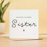 Sister Birthday Card For Her, Wonderful Birthday Card, Birthday Gift For Sister, Sister Birthday Gift, From Sibling