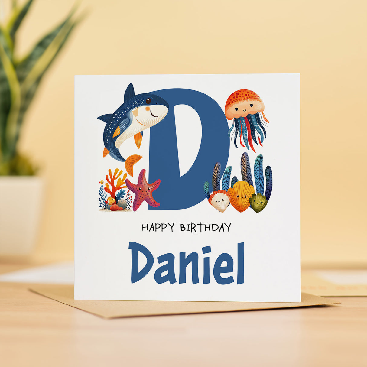 Children's Birthday Card, Personalised for Son, Daughter, Grandson, Granddaughter, Sealife, Recycled Card