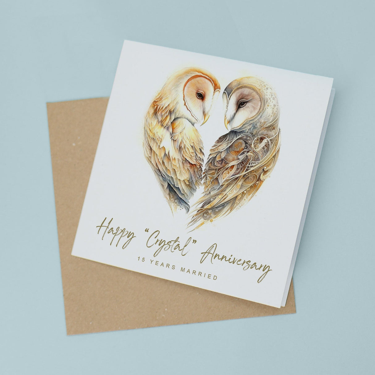 15th Anniversary Card Crystal Anniversary 15 Year Anniversary Card For Husband Owl Anniversary Card For Wife Fifteen Year Anniversary Card