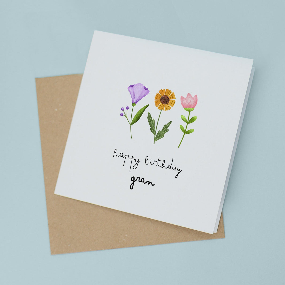 Personalised Card For Her Flower Happy Birthday Card For Mum, Gran, Auntie, Friend Add Your Own Name Custom Card