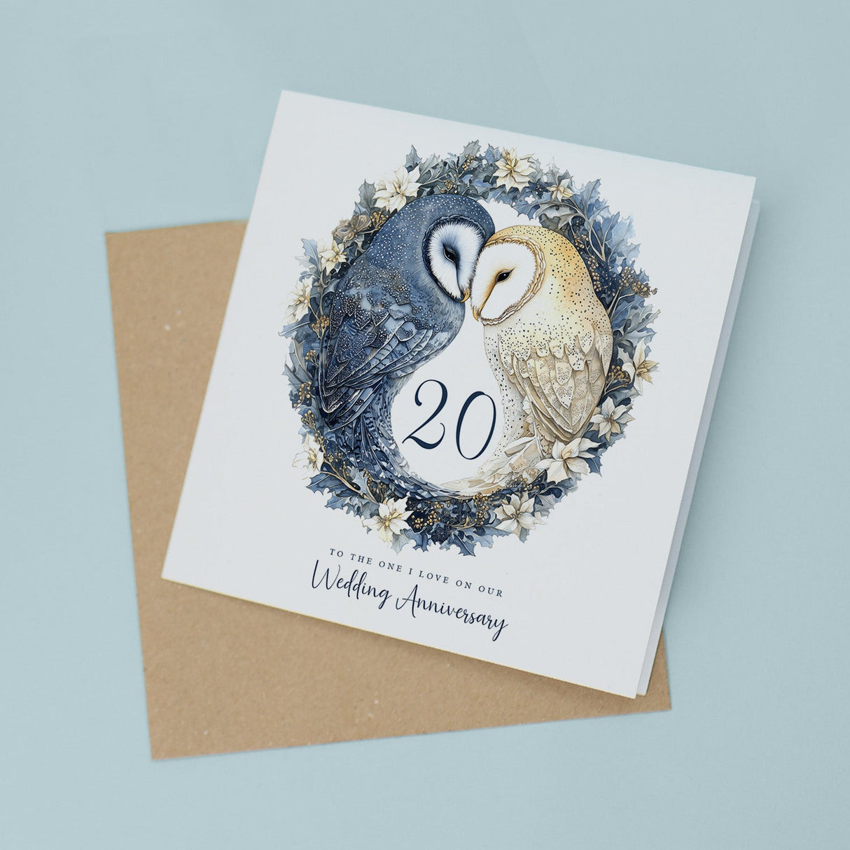 20th Wedding Anniversary Card Pretty Owl Design 20 Year Anniversary China Wedding Anniversary Card