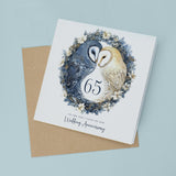 65th Wedding Anniversary Card Pretty Owl Design 65 Year Anniversary Blue Sapphire Wedding Anniversary Card