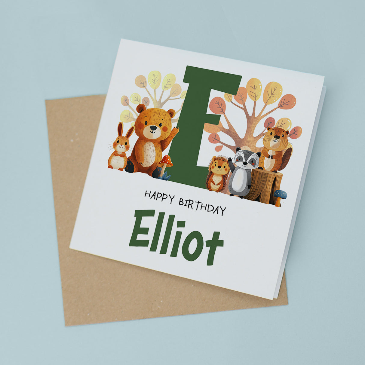 Children's Birthday Card, Personalised for Son, Daughter, Grandson, Granddaughter, Woodland Animals, Recycled Card