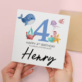 Personalised 6th Birthday Children's Card Sealife Themed Sixth Birthday Card For Boy or Girl Six Years Custom Card