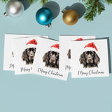 Christmas Card, Black Spaniel in Santa Hat, Whimsical Design for Animal Lovers