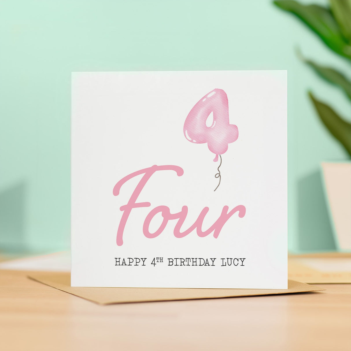 Personalisable 4th Birthday Card For Girl Four Year Old Birthday Card Custom Card For Fourth Birthday For Girl Happy 4th Birthday Card