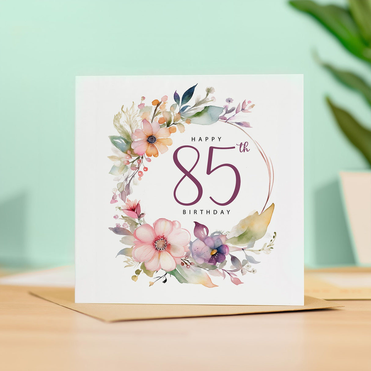 85th Birthday Card For Her Floral Eighty Fifth Birthday Card Eighty Five Card For Mum Gran Grandma Auntie 85 Card For Friend Floral Design